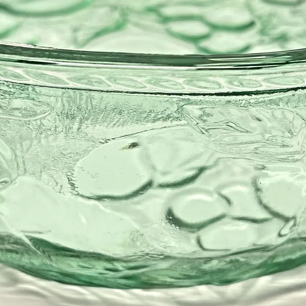 Libby Orchard Fruit Large Casserole Dish Green Glass 3Qt Vintage - Excellent